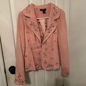 Karen Kane Plush Pink Beaded Embellished Wool Blend Blazer Coat NWT Vintage Y2K